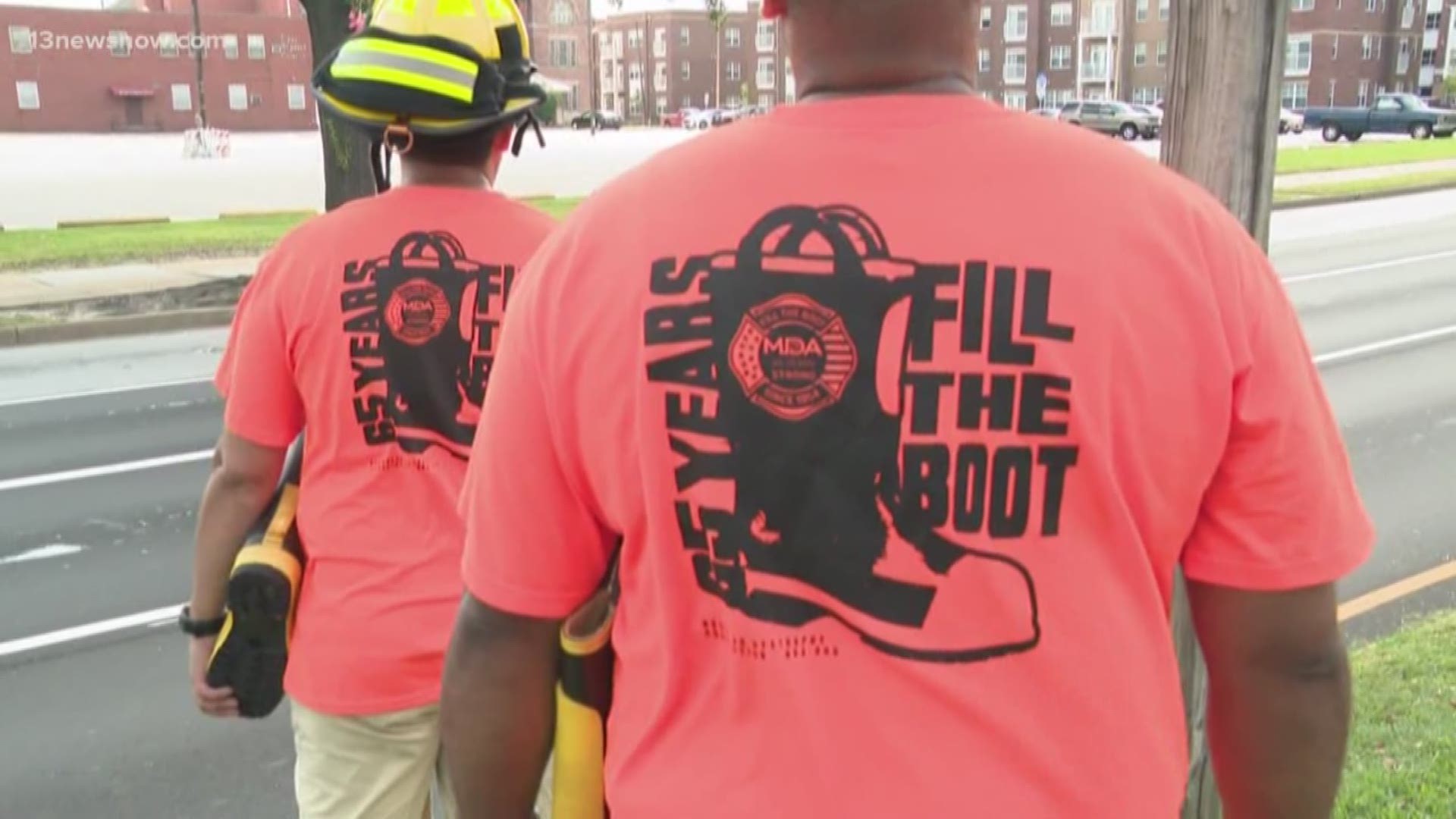 Firefighters in Norfolk are hitting the streets for their annual "Fill the Boot" campaign. Norfolk fire-rescue is collecting money for the Muscular Dystrophy Association. All of the money they raise stays local.