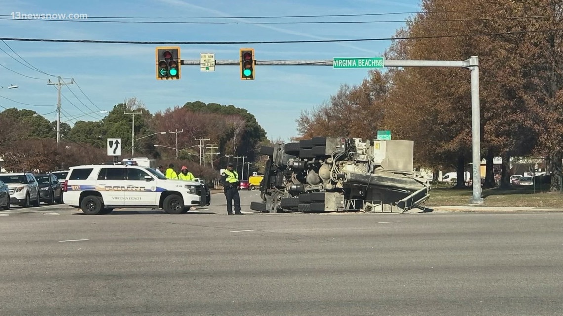 1 injured after crash in Virginia Beach where truck flipped | 13newsnow.com