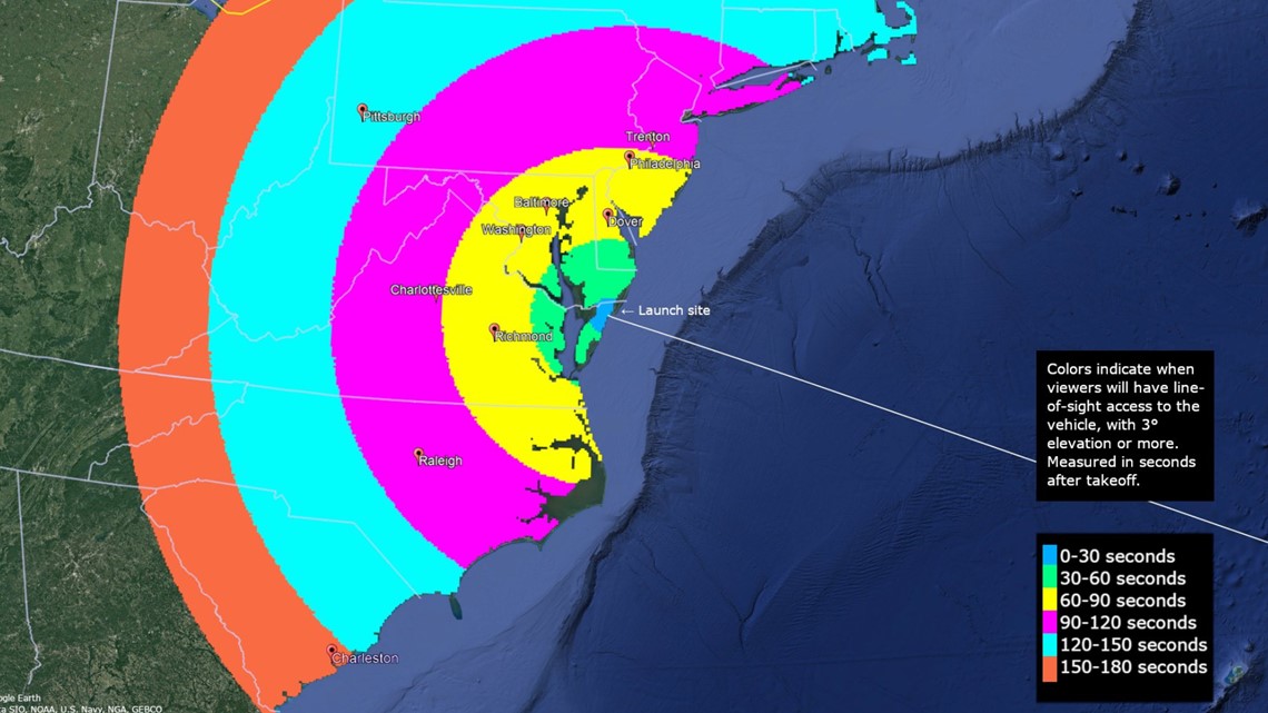 Launch from Wallops Island should be visible throughout region