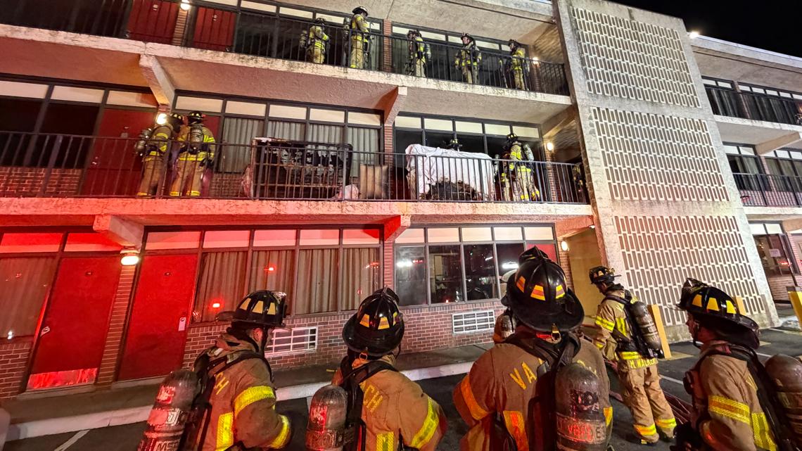 Fire damages Virginia Beach motel after clothing ignites on heater