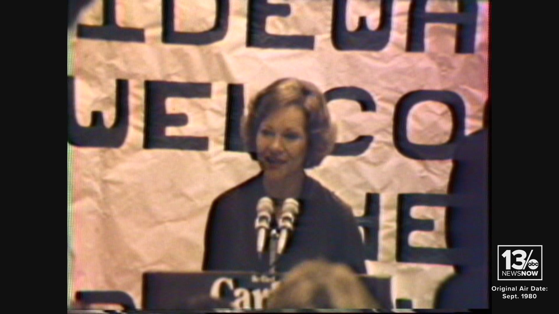 Video from ~September 24, 1980. The former First Lady was campaigning to re-elect President Jimmy Carter and visited Hampton Roads, Virginia.