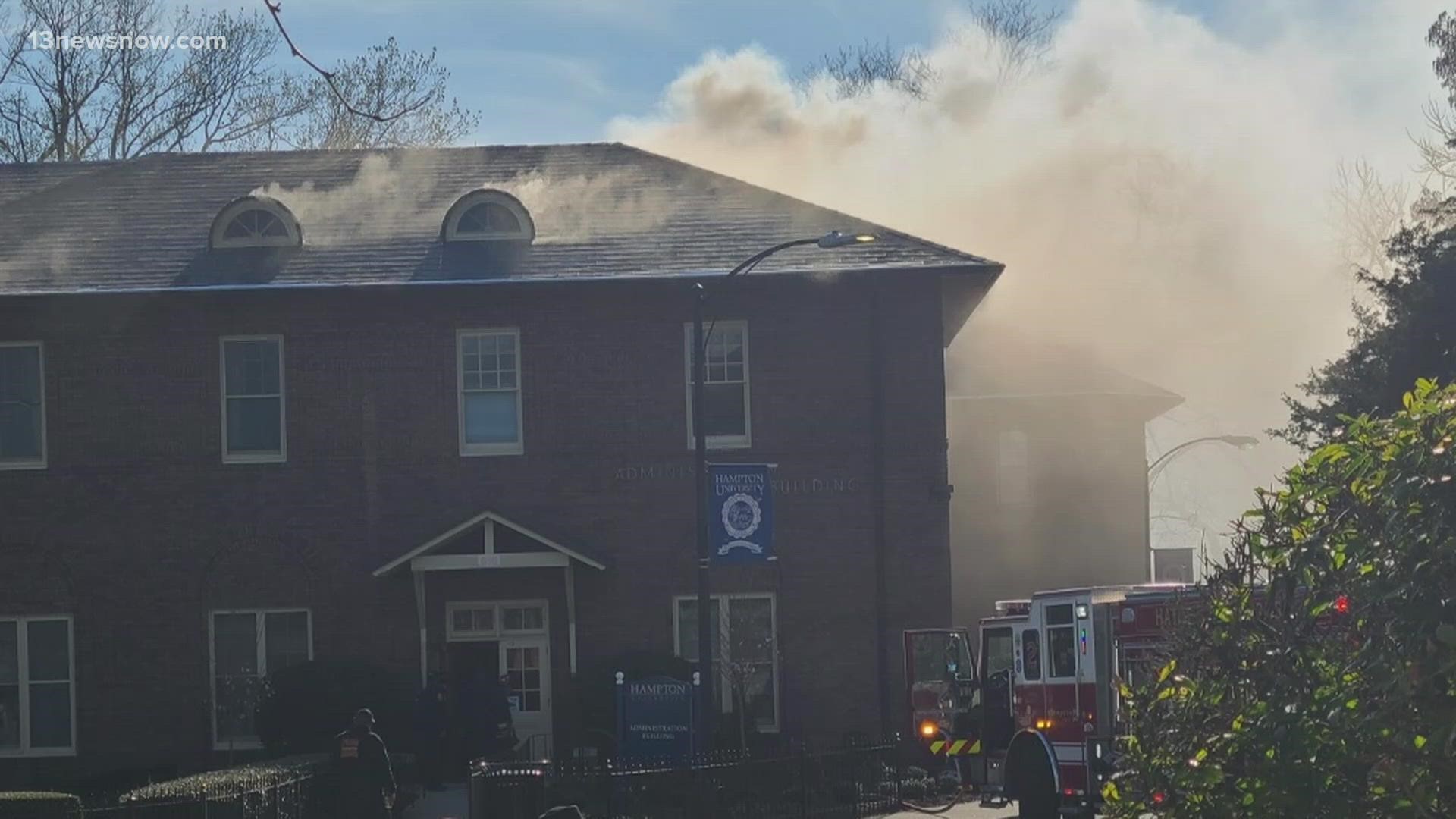 Administration building at Hampton University catches fire