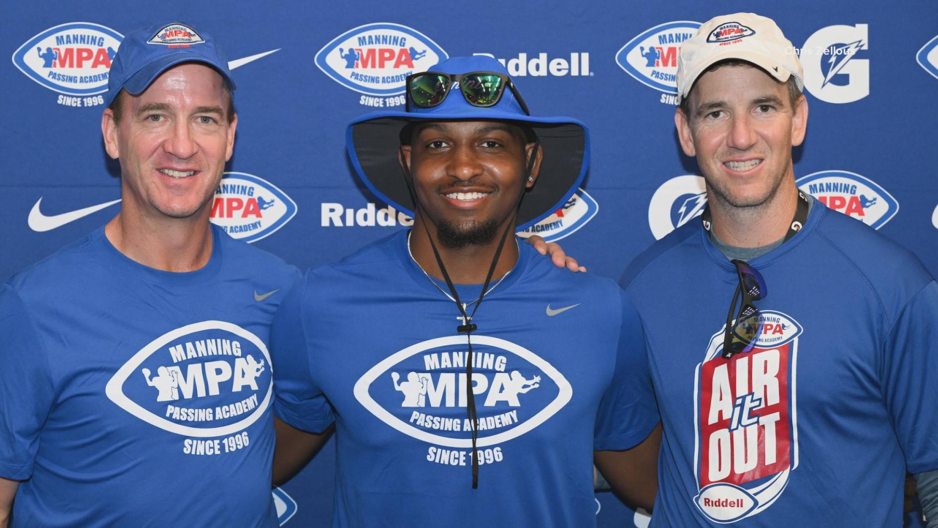 The red-shirt junior was a counselor at the Manning Passing Academy back in June.