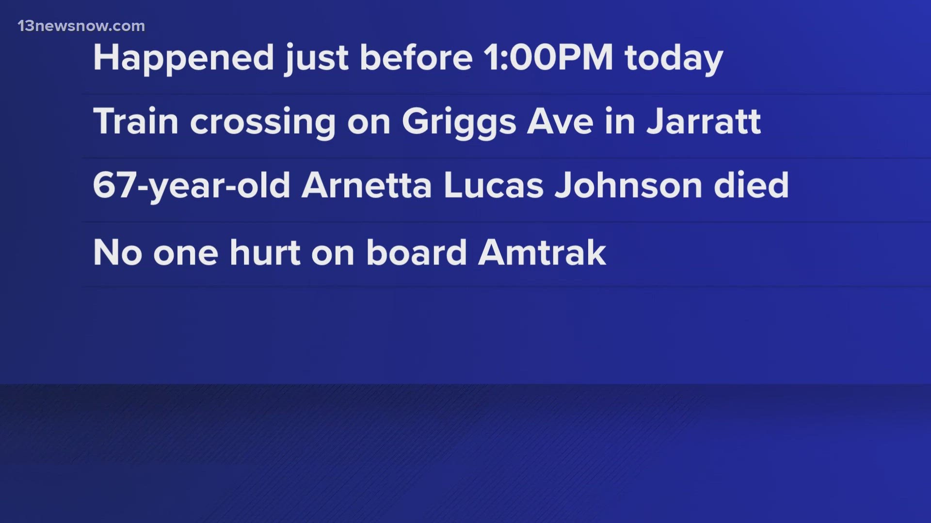 VSP said train crossing arms were lowered when the woman attempted to drive around them and cross the train tracks.