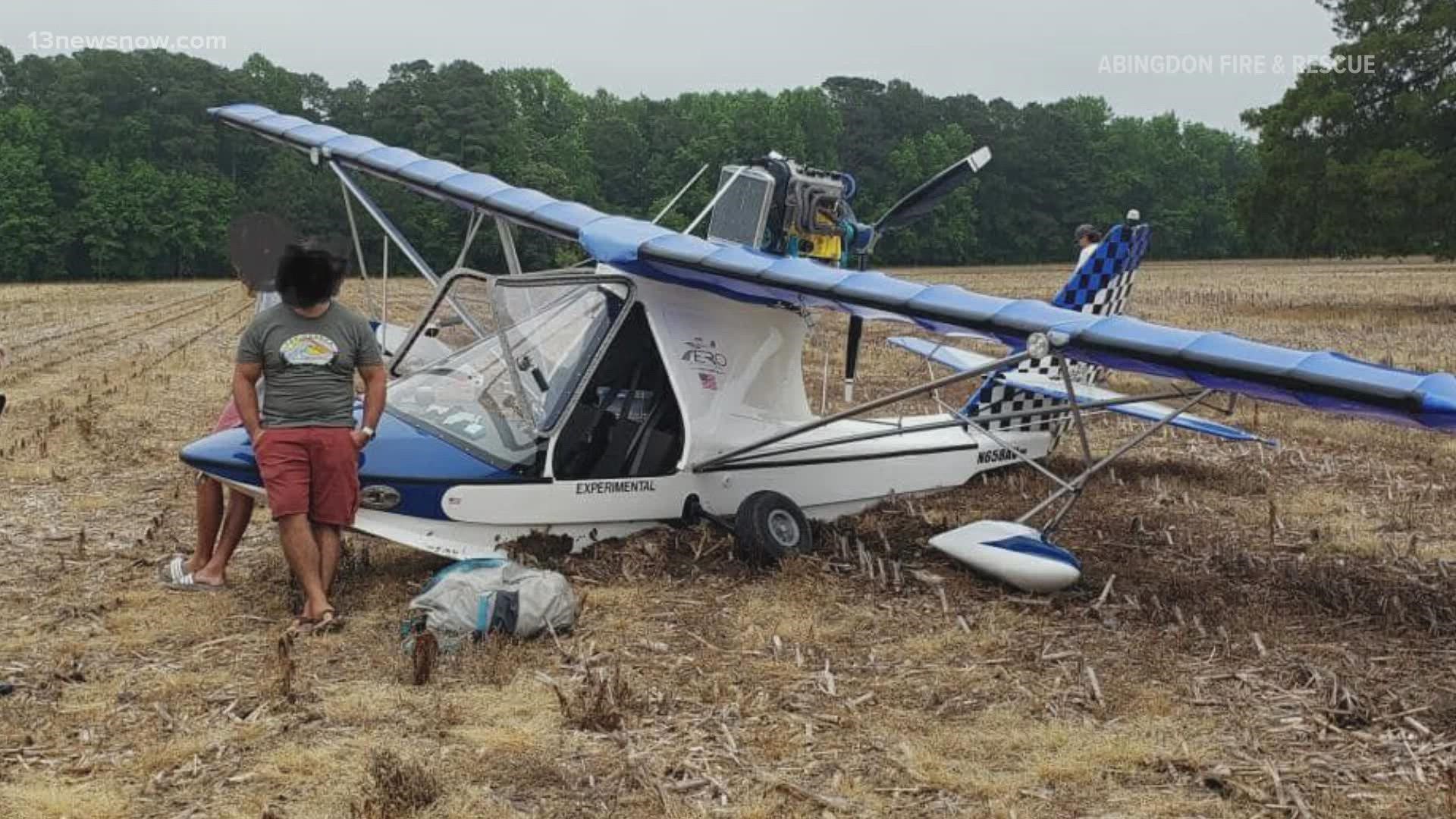 VSP said two people were aboard the plane; however, they were not injured in the crash.