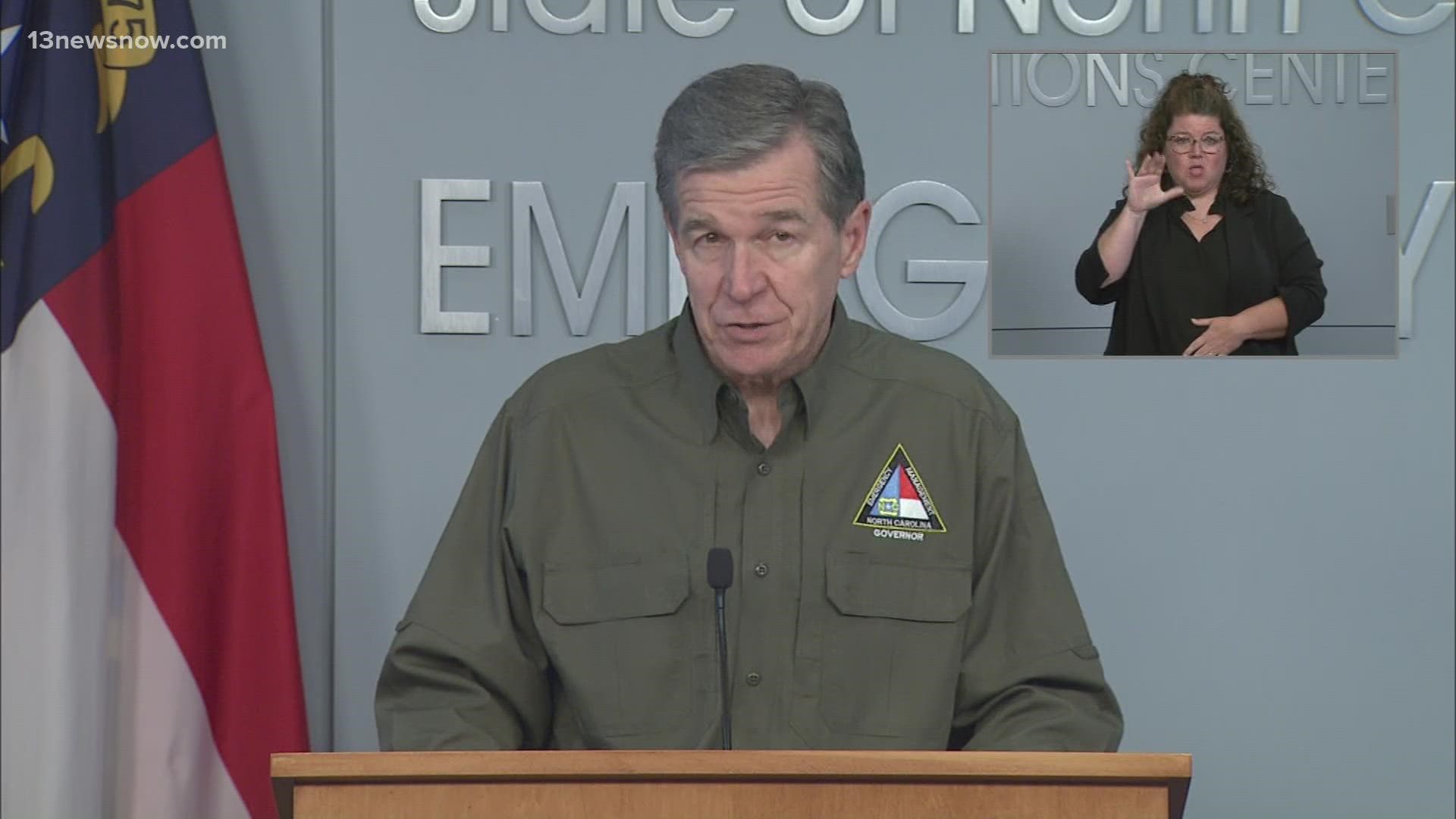 North Carolina Gov. Roy Cooper met with Emergency Management officials about Hurricane Ian Friday and gave the Tar Heel state an update about the severe weather.