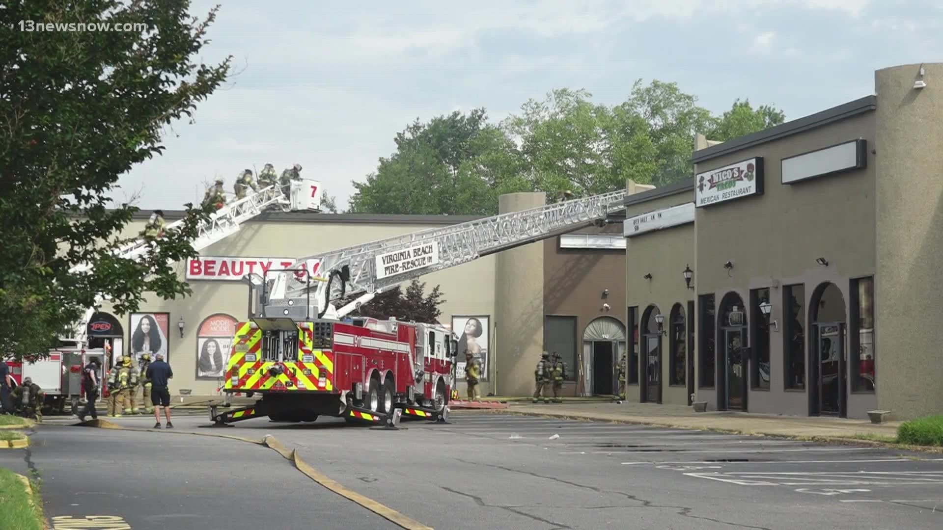 Five Virginia Beach businesses on the 3900 block of Holland Road were damaged in a fire. One of the businesses is considered to have taken extensive smoke damage.