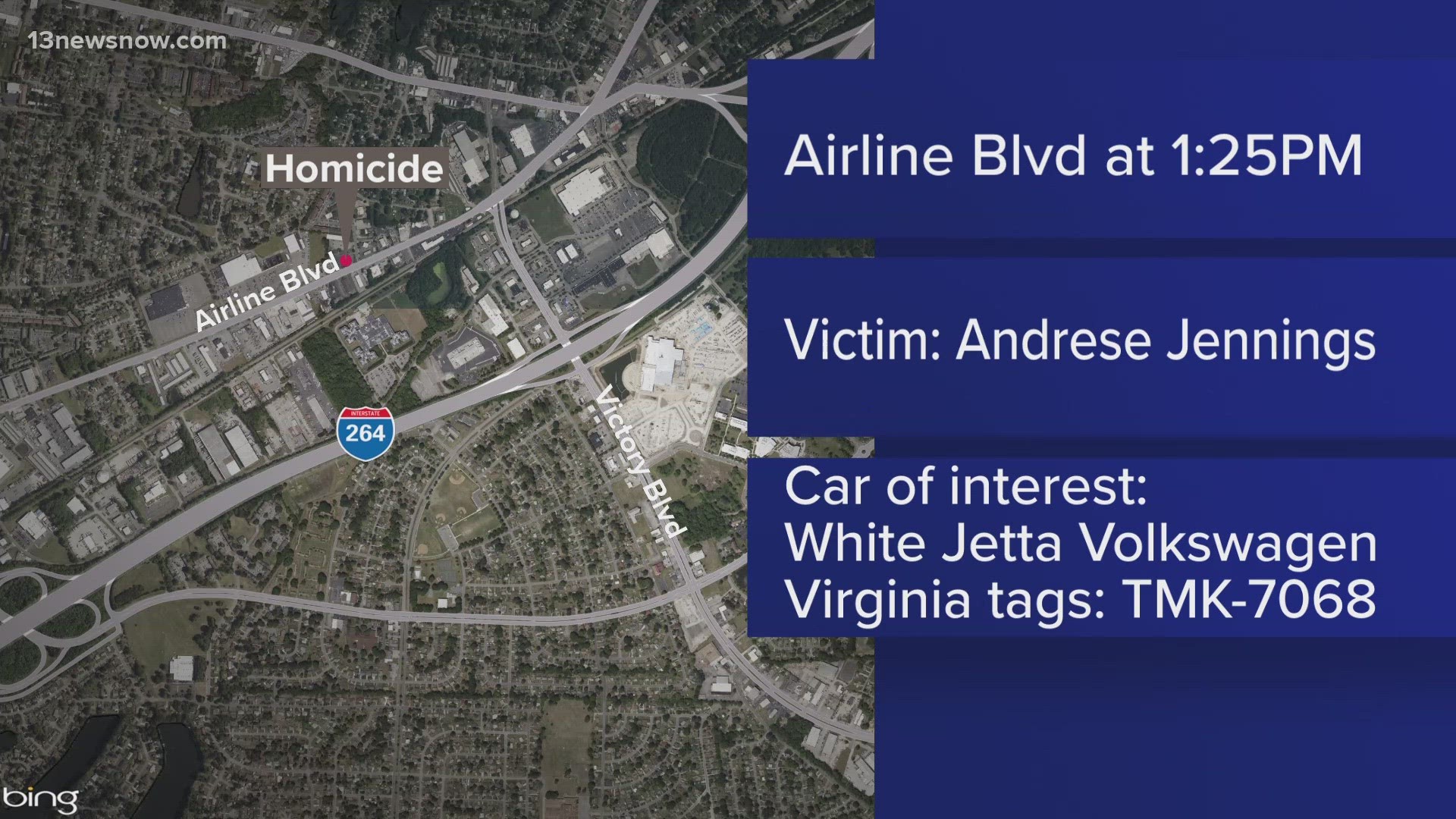 Andrese Jennings, 24, was shot on Airline Boulevard just after 1 p.m. Wednesday. He died at the scene.