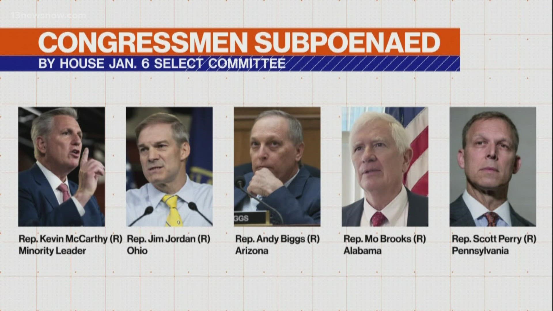 The House Select Committee investigating the attack subpoenaed Kevin McCarthy, along with four of his GOP colleagues.