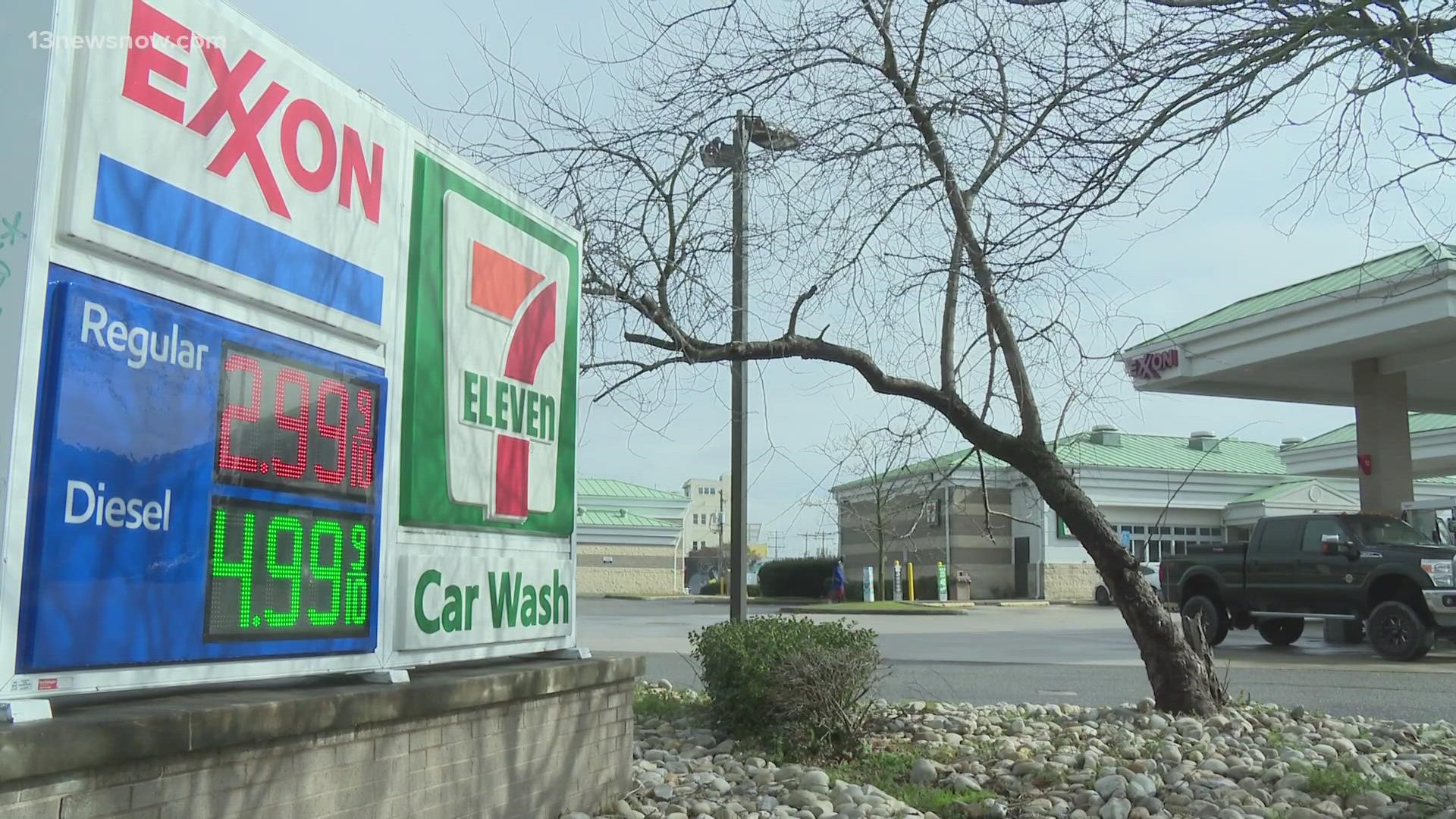 Virginia is averaging roughly $3.42 a gallon, according to AAA.