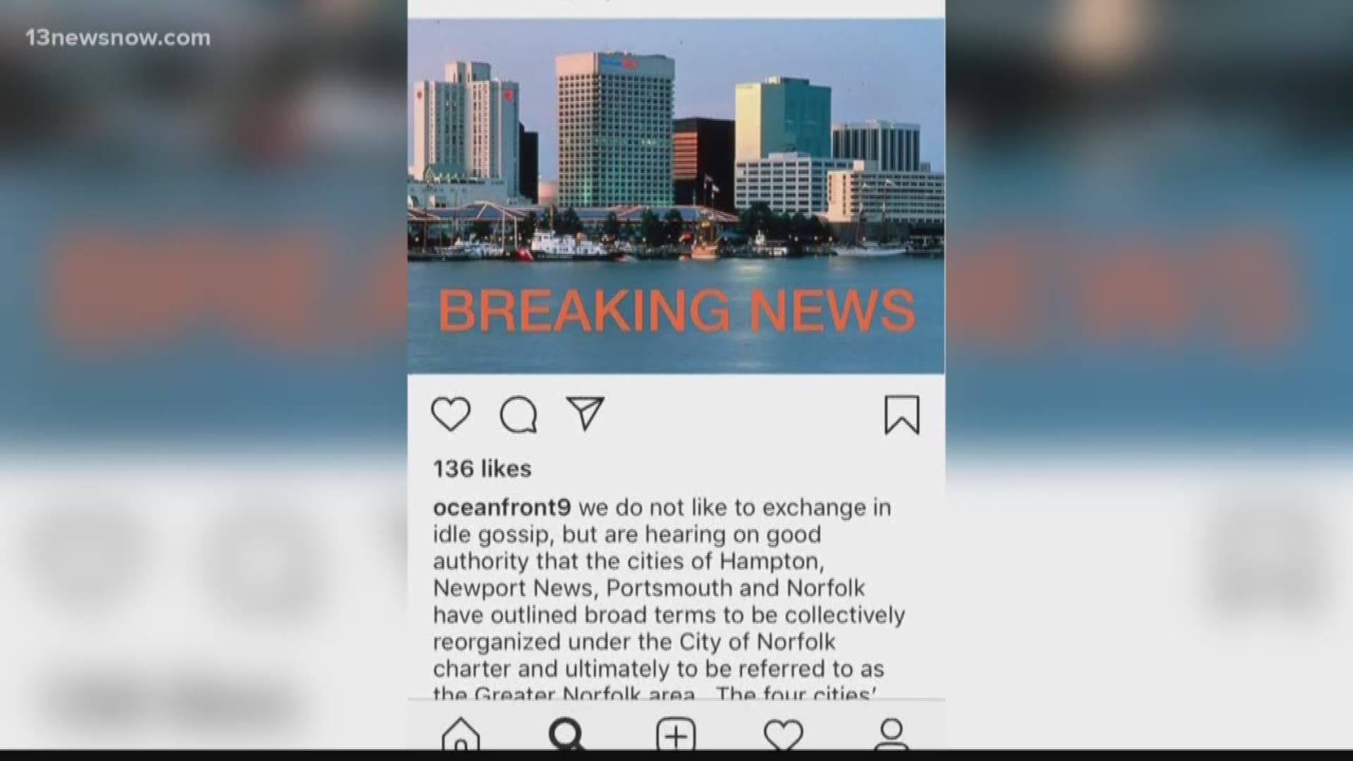 Oceanfront9 posted on instagram that the Hampton Roads area may start going by a different name and our verify team looked into the claim.