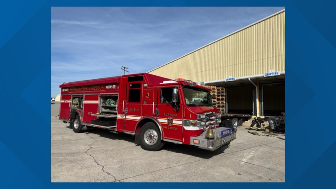 Overturned forklift pins man at Suffolk Industrial Park