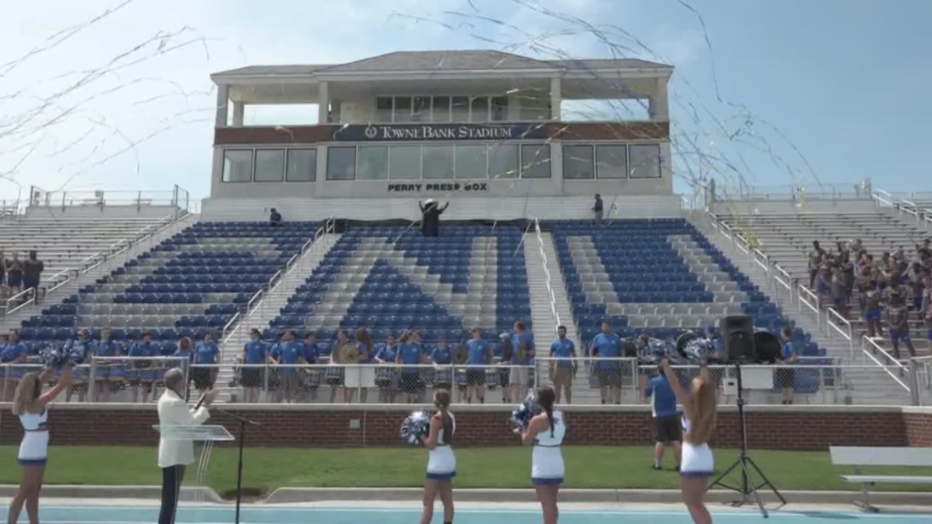 Christopher Newport University's football stadium will now be known as Towne Bank Stadium. The name change comes after Towne Bank pledged a $1 million gift in 2014 to go towards the university's athletics, the Ferguson Center for the Arts and the Towne Bank Leadership Scholarships.