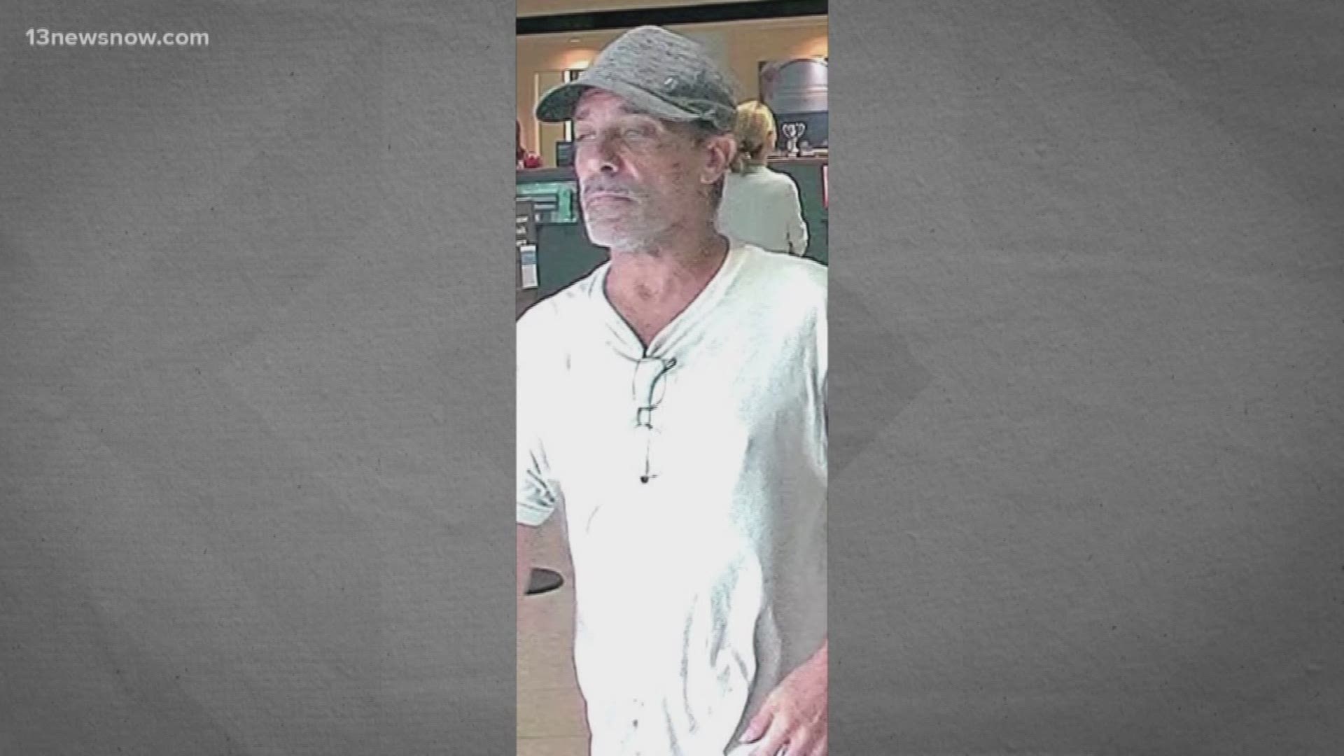 Police are trying to track down the man who robbed a bank. They said he is 5'5" and was last seen wearing a white shirt and ball cap. He also has a scruffy beard.