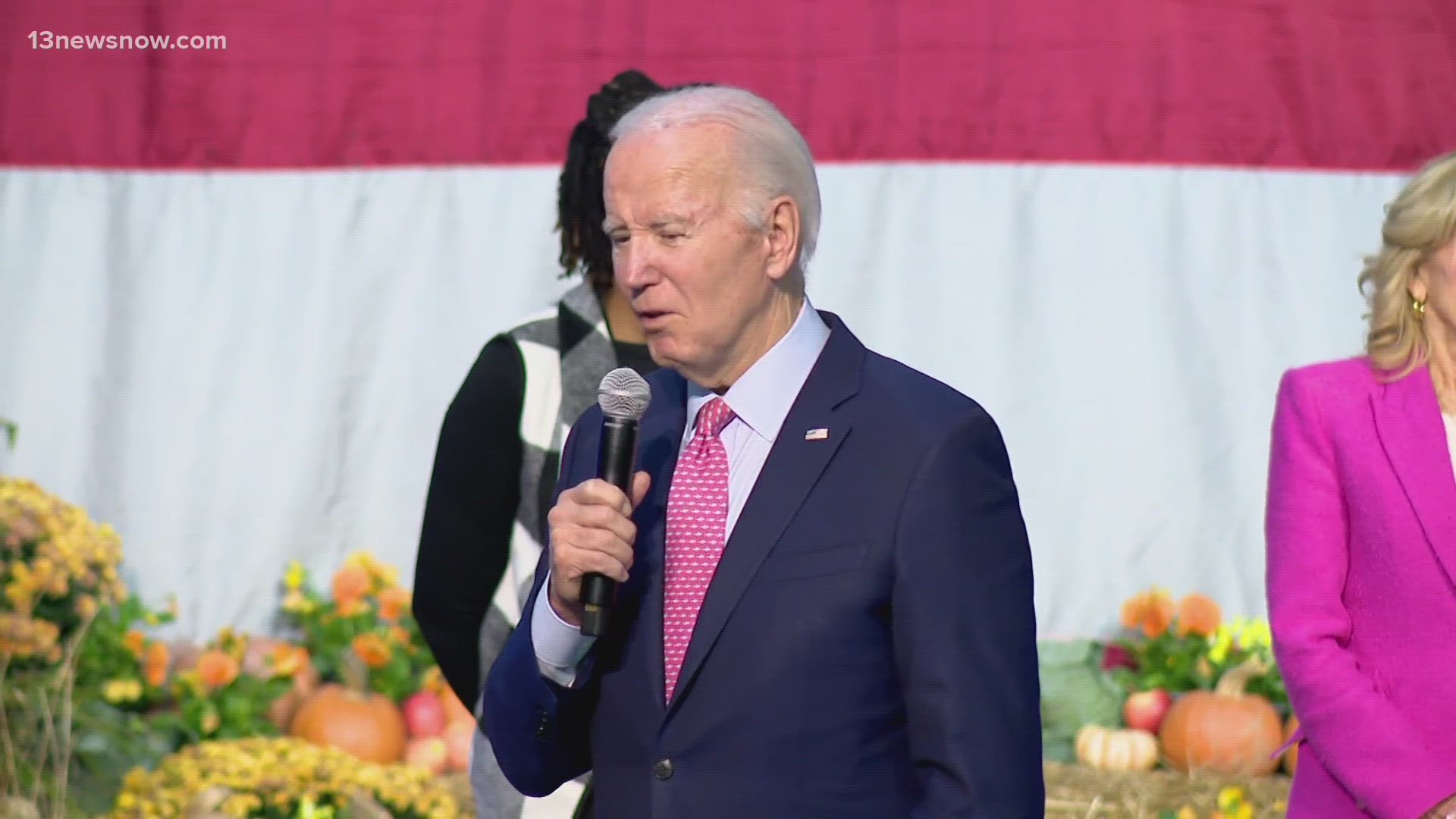 President Joe Biden and first lady Jill Biden made a stop in Hampton Roads on Sunday for an early Thanksgiving celebration with military personnel.