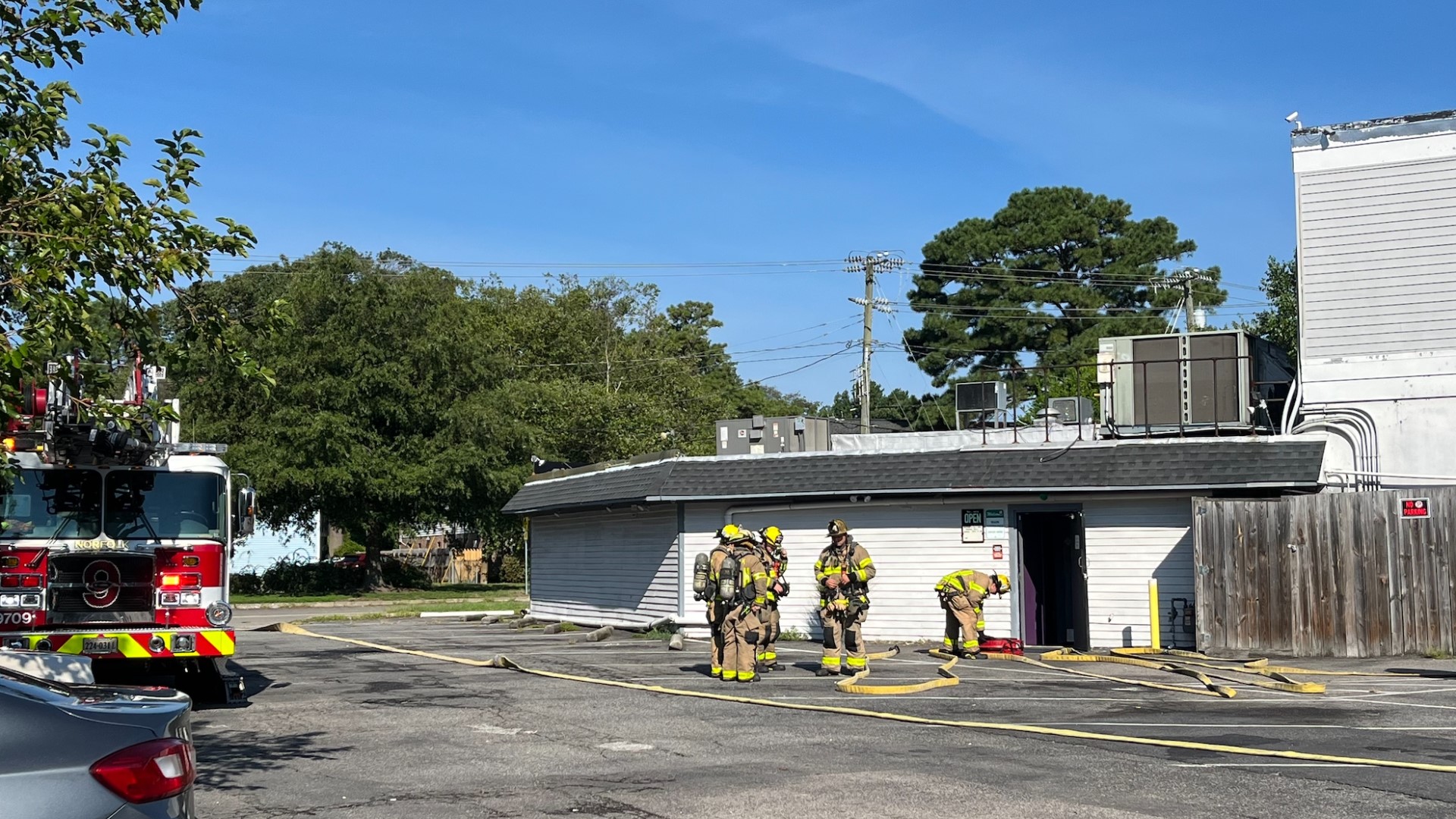 Back deck at Cap'n Ron's in Norfolk catches fire