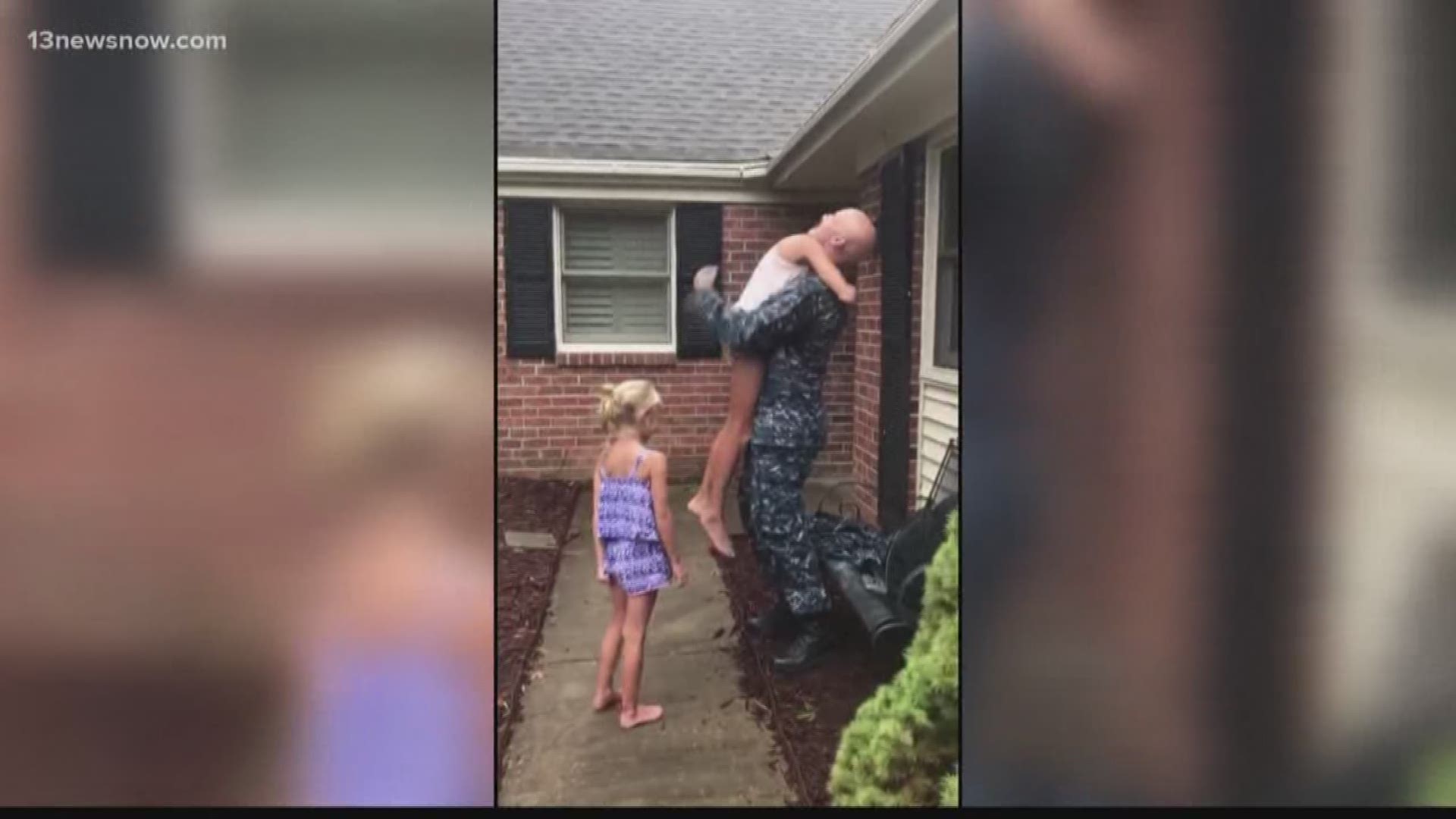 Sailor home from deployment surprises kids in Virginia Beach