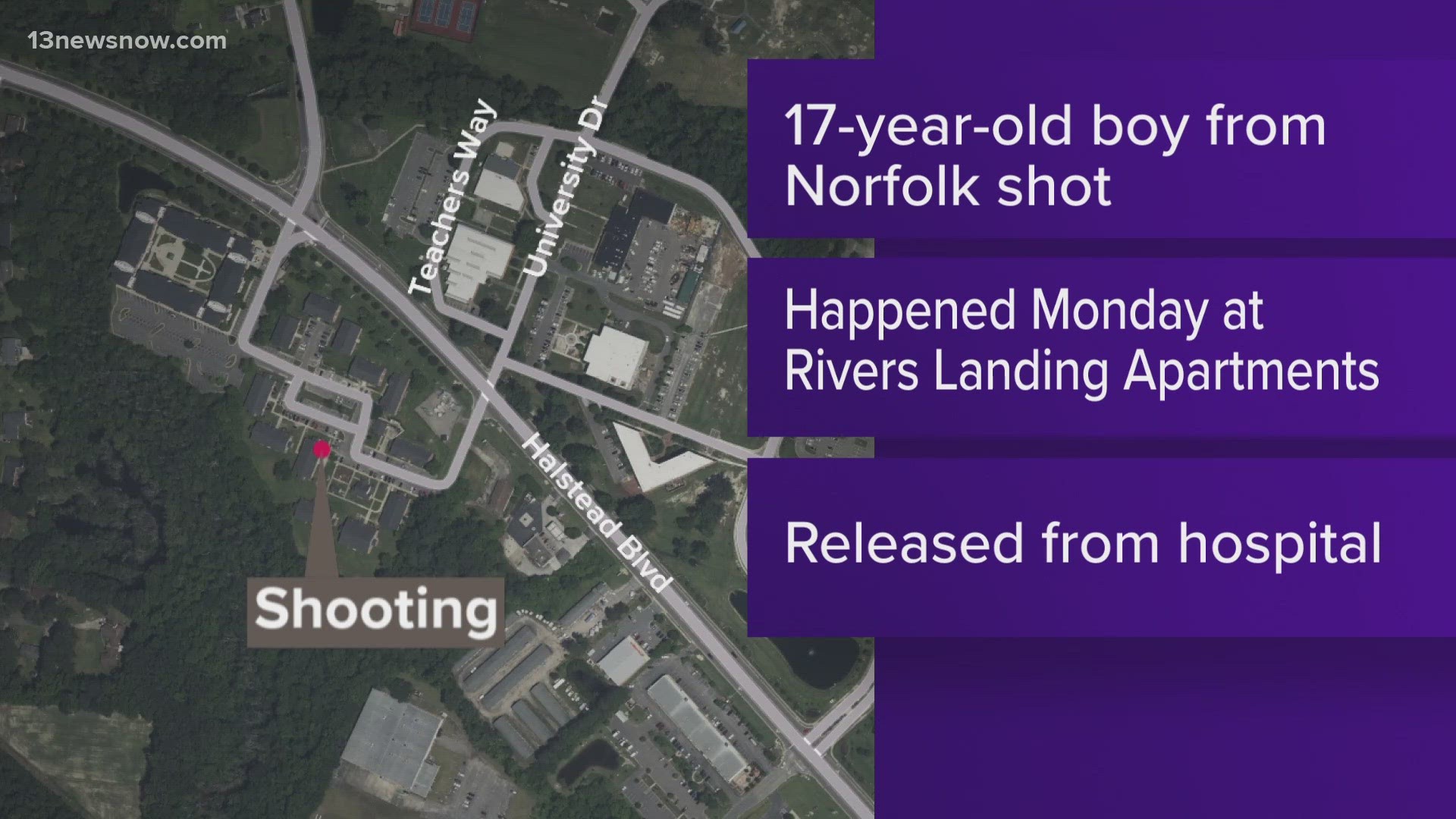 Elizabeth City Police are investigating a shooting that injured a Norfolk teenager Monday night. The 17-year-old victim hospitalized, treated and released.