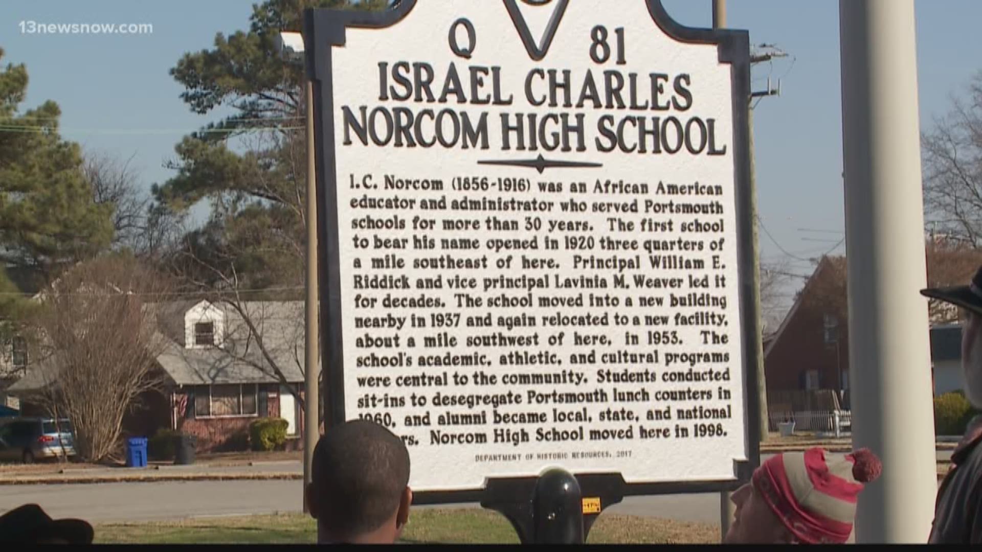 A historical highway marker honoring I.C. Norcom High School's namesake, Israel Charles Norcom was revealed.