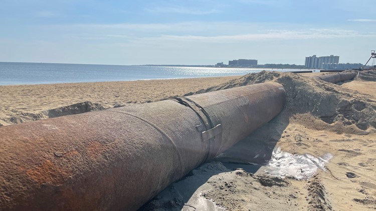 Sand replenishment project underway at Ocean Park in Virginia Beach