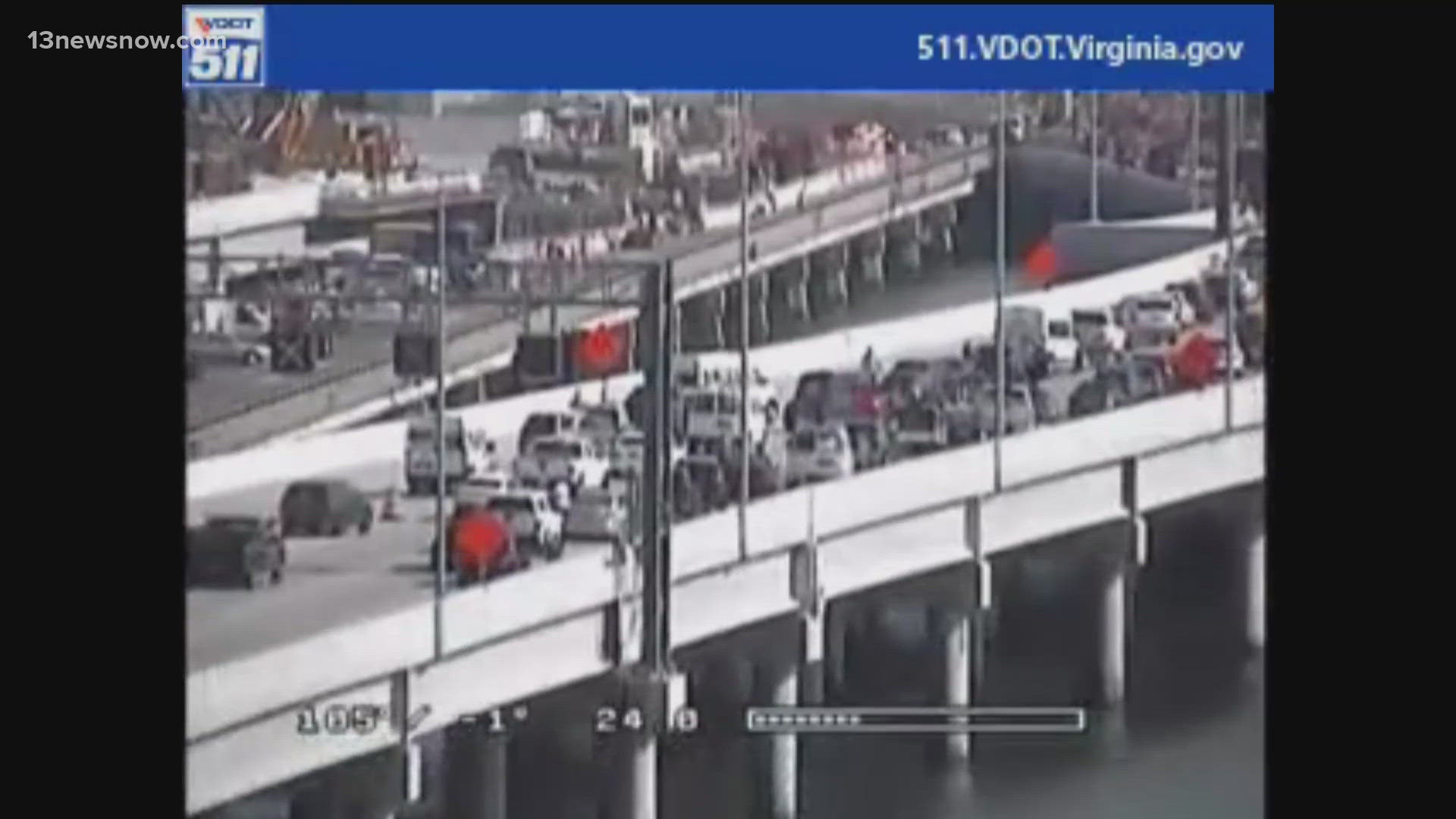 Traffic Impact: Eastbound I-64 at HRBT closed due to crash | 13newsnow.com