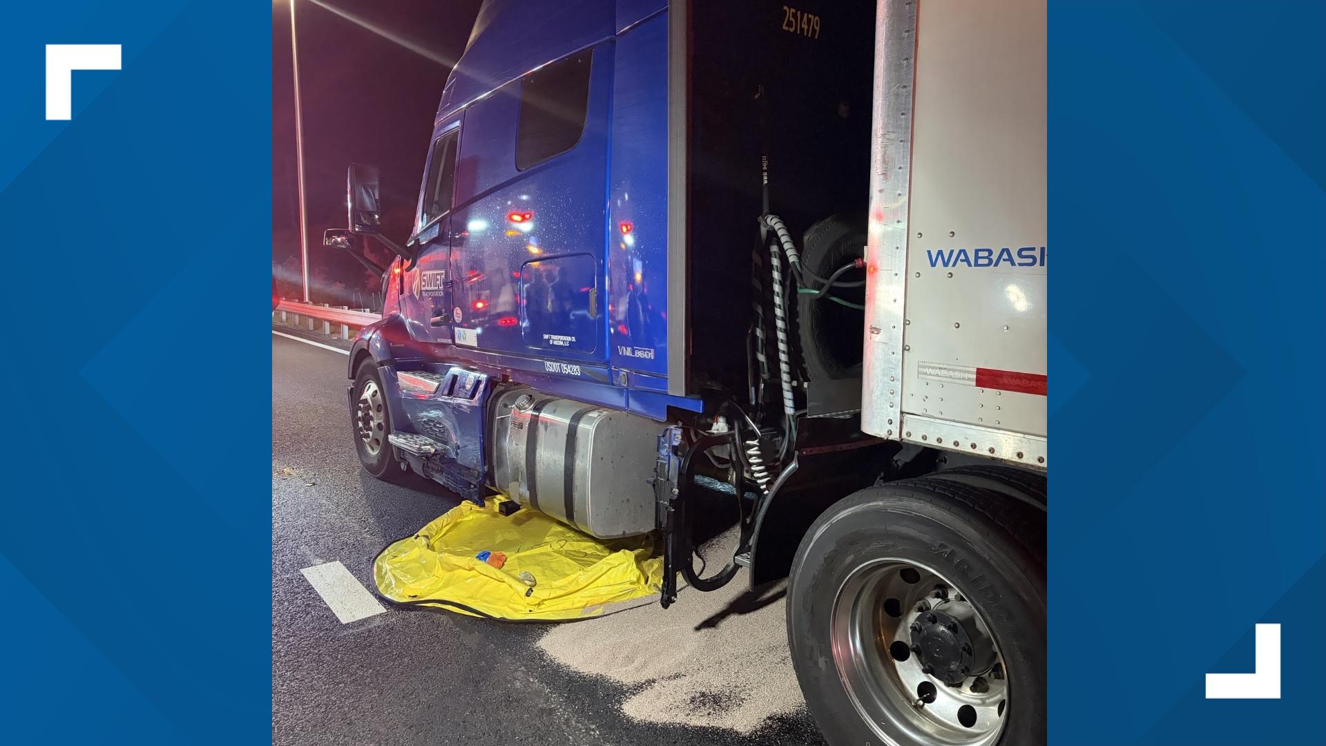 Firefighters work to contain fuel leaking from tractor-trailer on I-64 in Norfolk