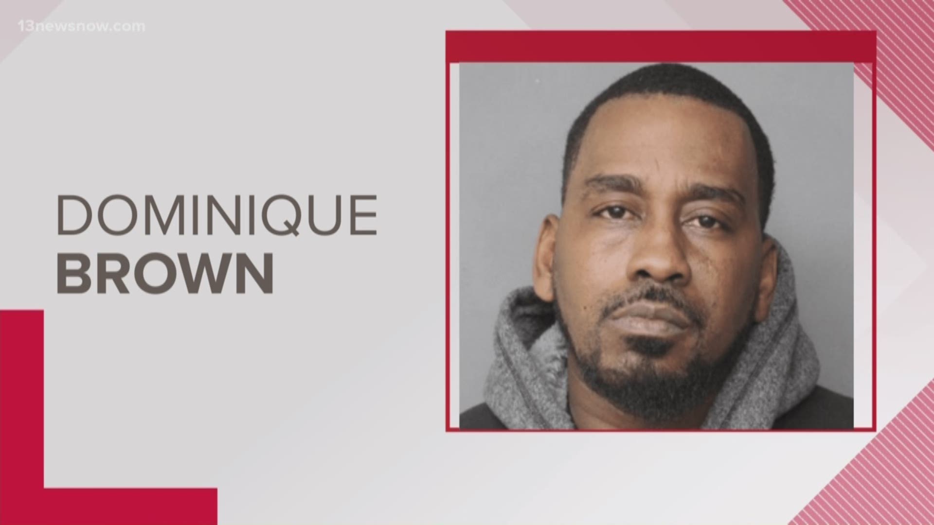 Dominique Brown, 41, was arrested after taking a woman hostage which prompted a barricade situation at a home on Wellington Street in Norfolk.