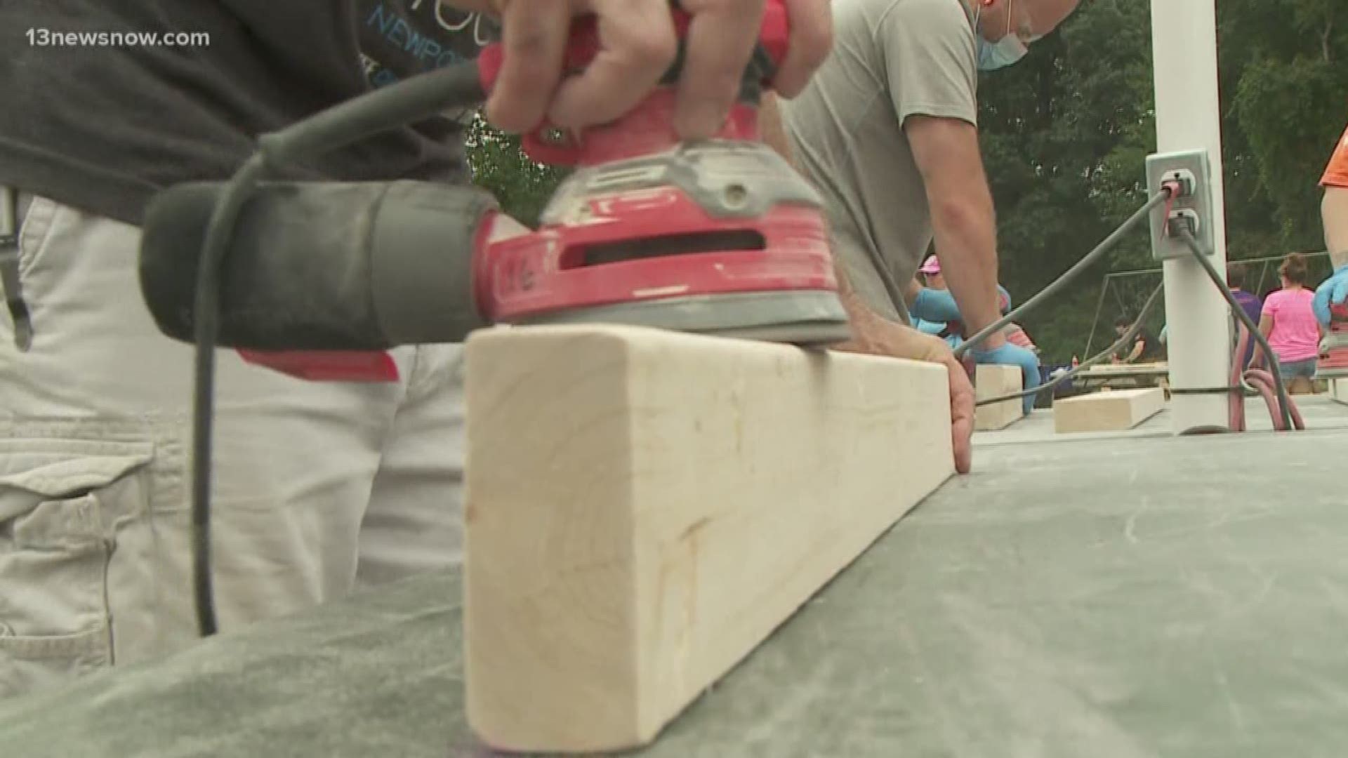 Hampton volunteers build bunk-beds for kids in need