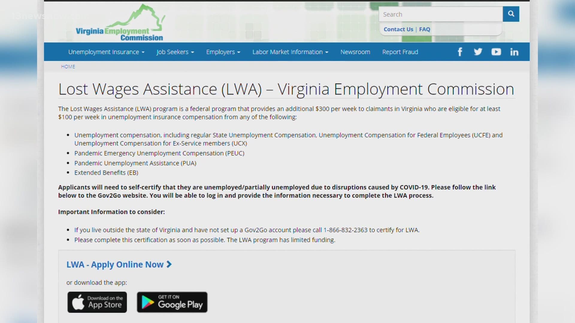 After multiple delays, the Virginia Employment Commission started paying retroactive LWA unemployment benefits on October 16. Most workers receive $1,800.