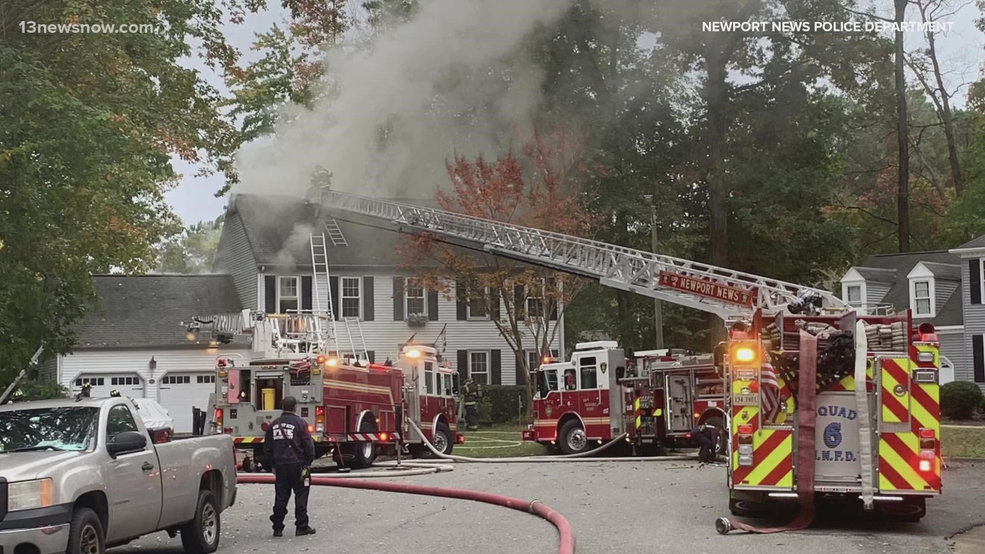 Firefighters battle Meredith Way house fire in Newport News