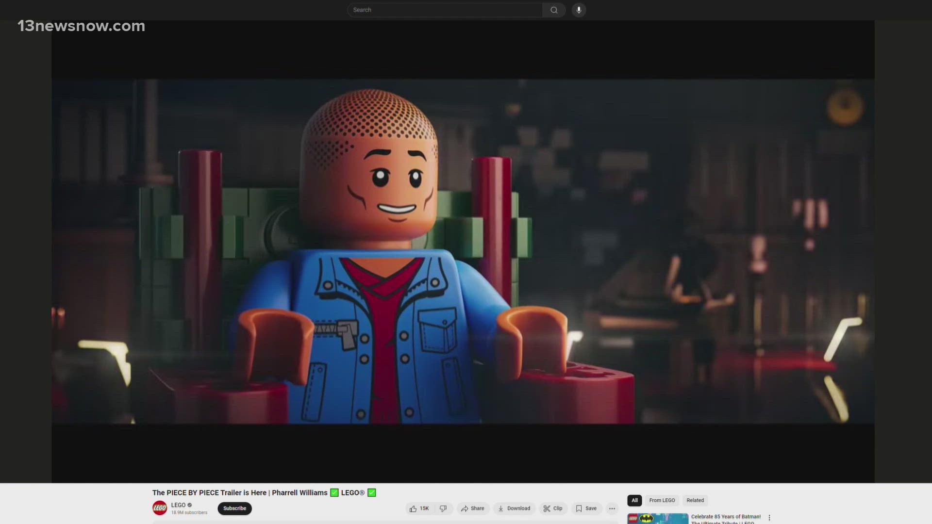 Grammy-award-winning music producer and Virginia Beach native Pharrell Williams" is hitting the big screen in Lego style.