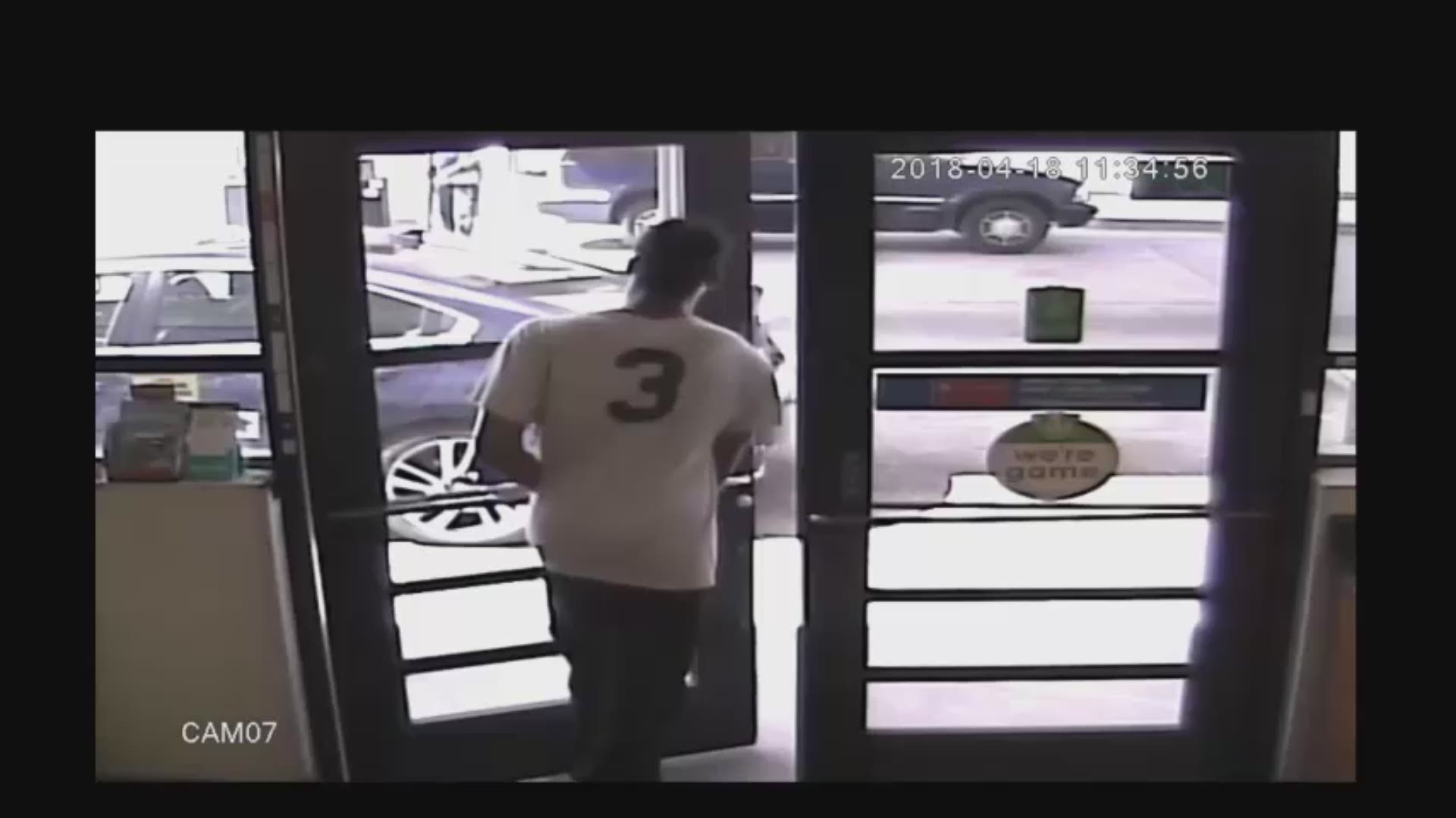 Newport News police officers released video from a convenience store that shows one of two people accused of robbing a man inside his home on Henry Clay Drive on April 18, 2018.