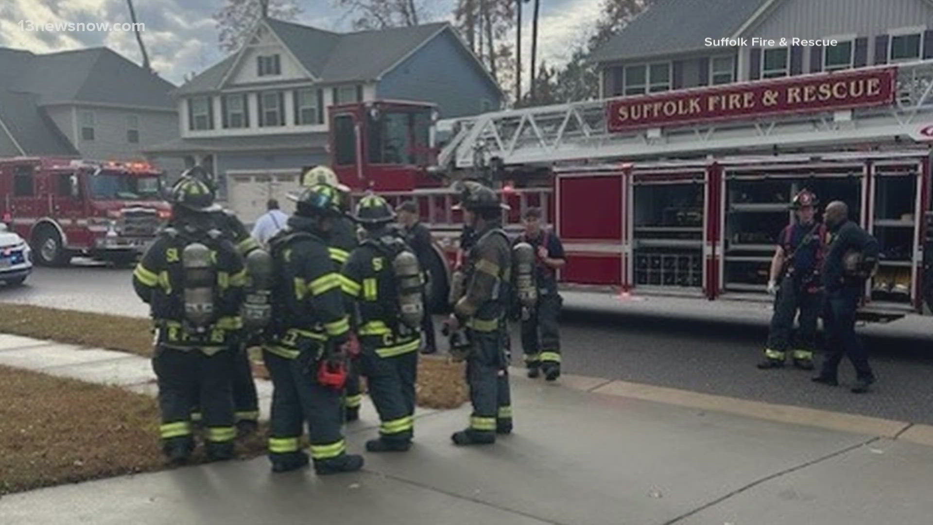 On Thursday just before 2:30 p.m., Suffolk Fire & Rescue and Suffolk Police responded to the 100 block of Independence Court for a residential fire.