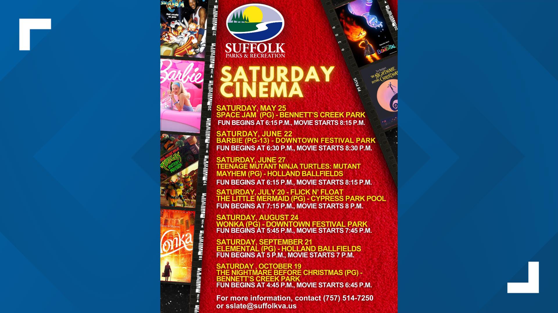 Suffolk, VA announces free Outdoor Movie Series: Saturday Cinema ...