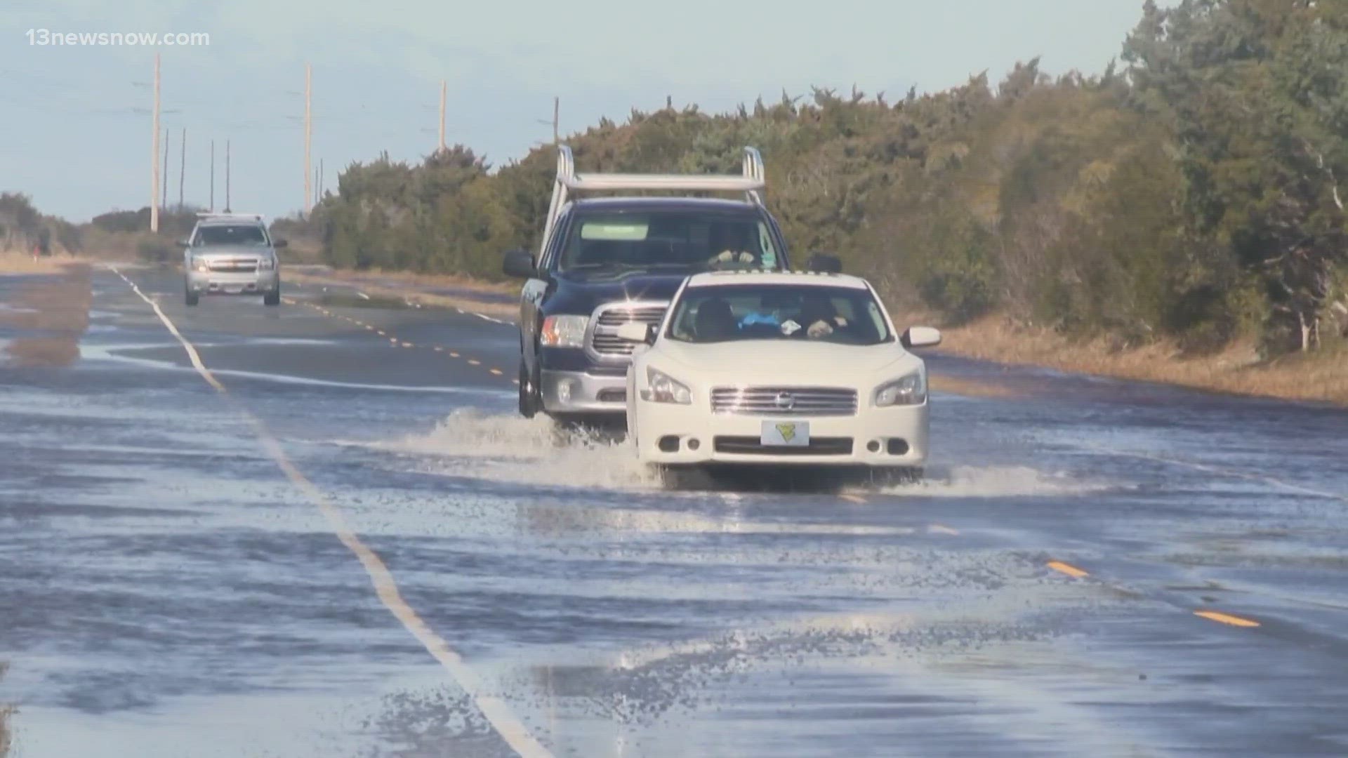 The weather caused headaches for drivers traveling on the outer banks today.