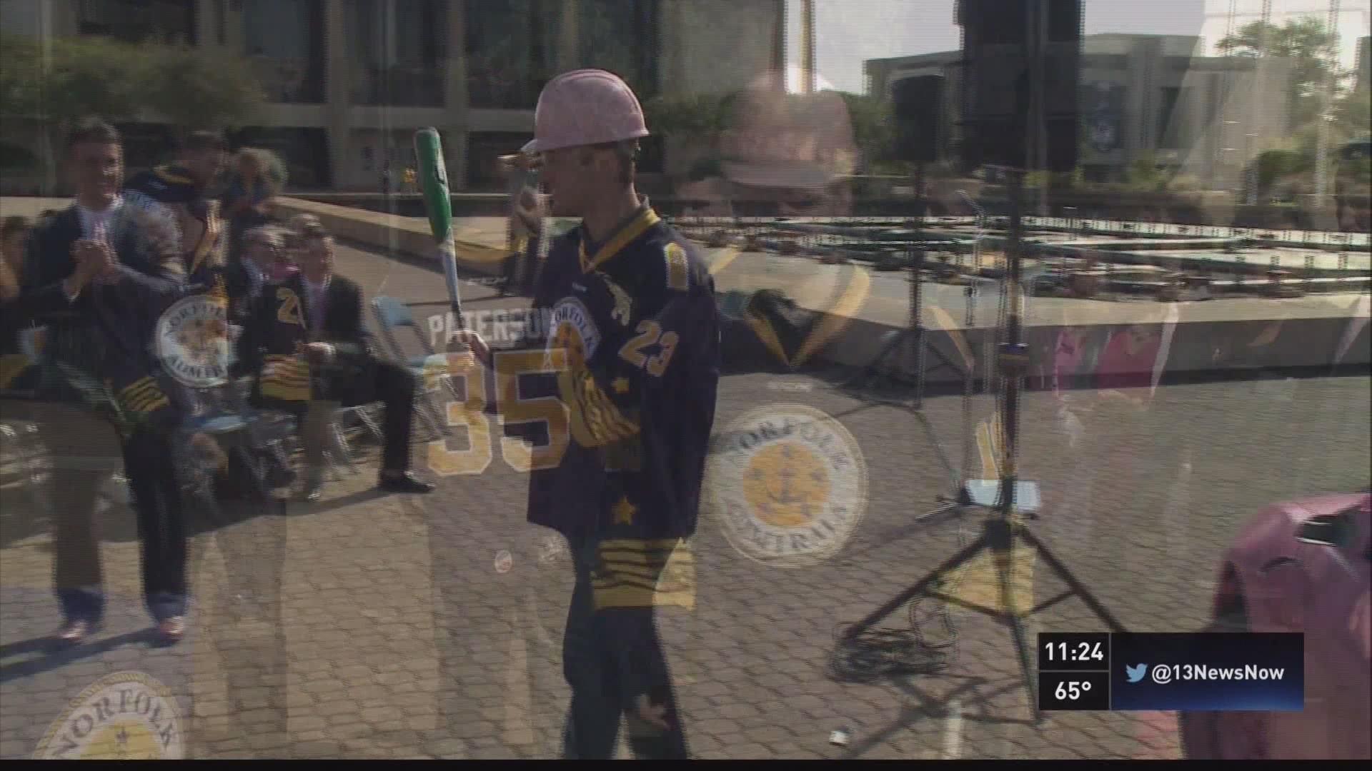 The Norfolk Admirals kicking off "Pink In The Rink" week by smashing a pink car at Scope on Tuesday. It's part of Breast Awareness Month in Hampton Roads.