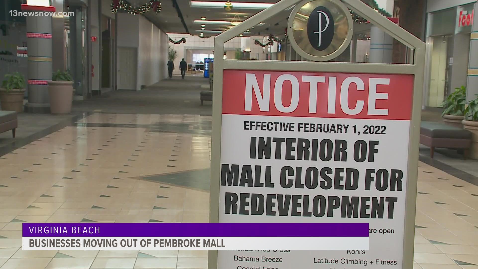 The mall will be closed for redevelopment starting in February.