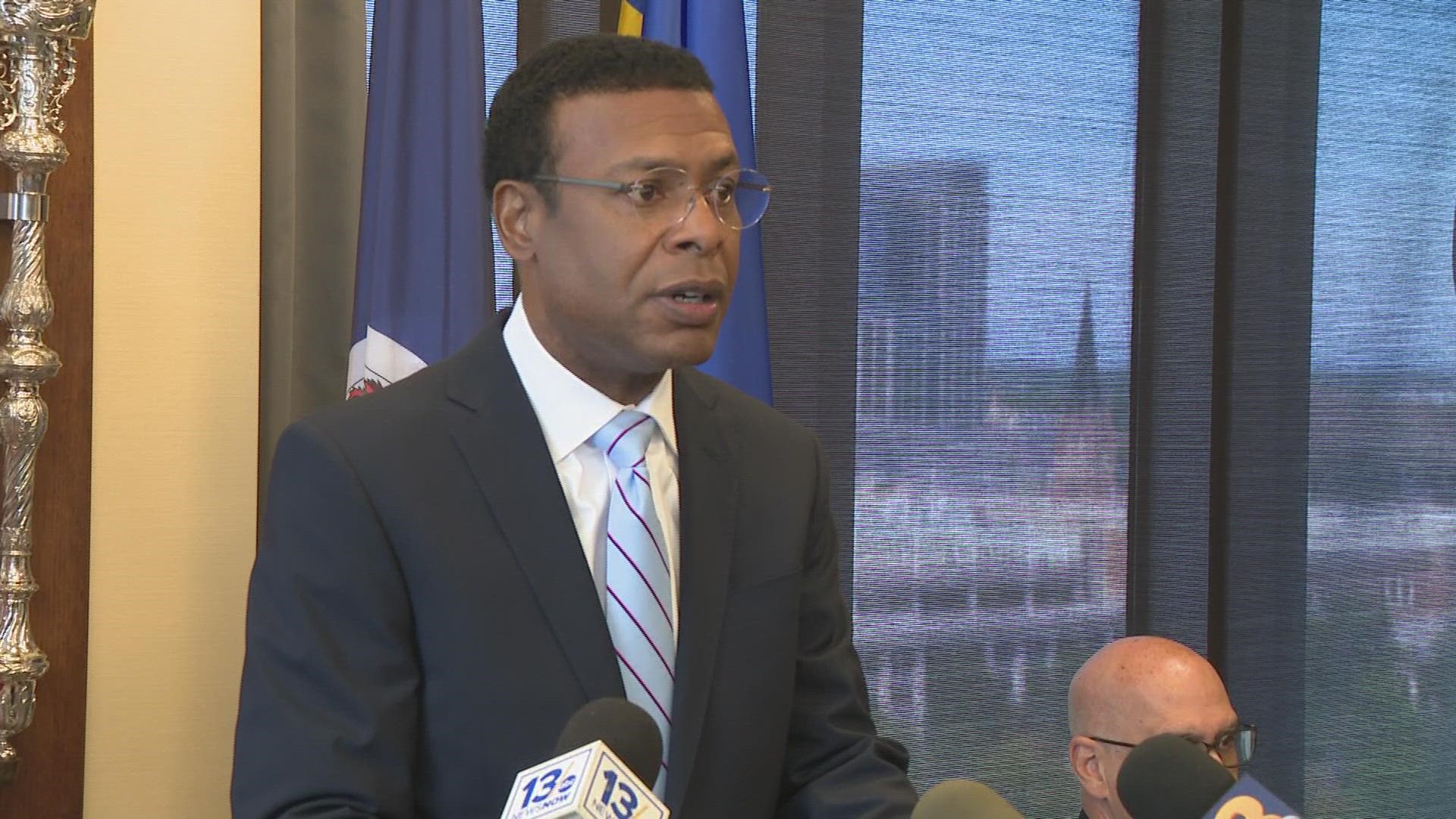 Norfolk Mayor Kenneth Cooper Alexander, interim Police Chief Mike Goldsmith and Sheriff Joe Baron gave an update on the overnight shootings across the city.