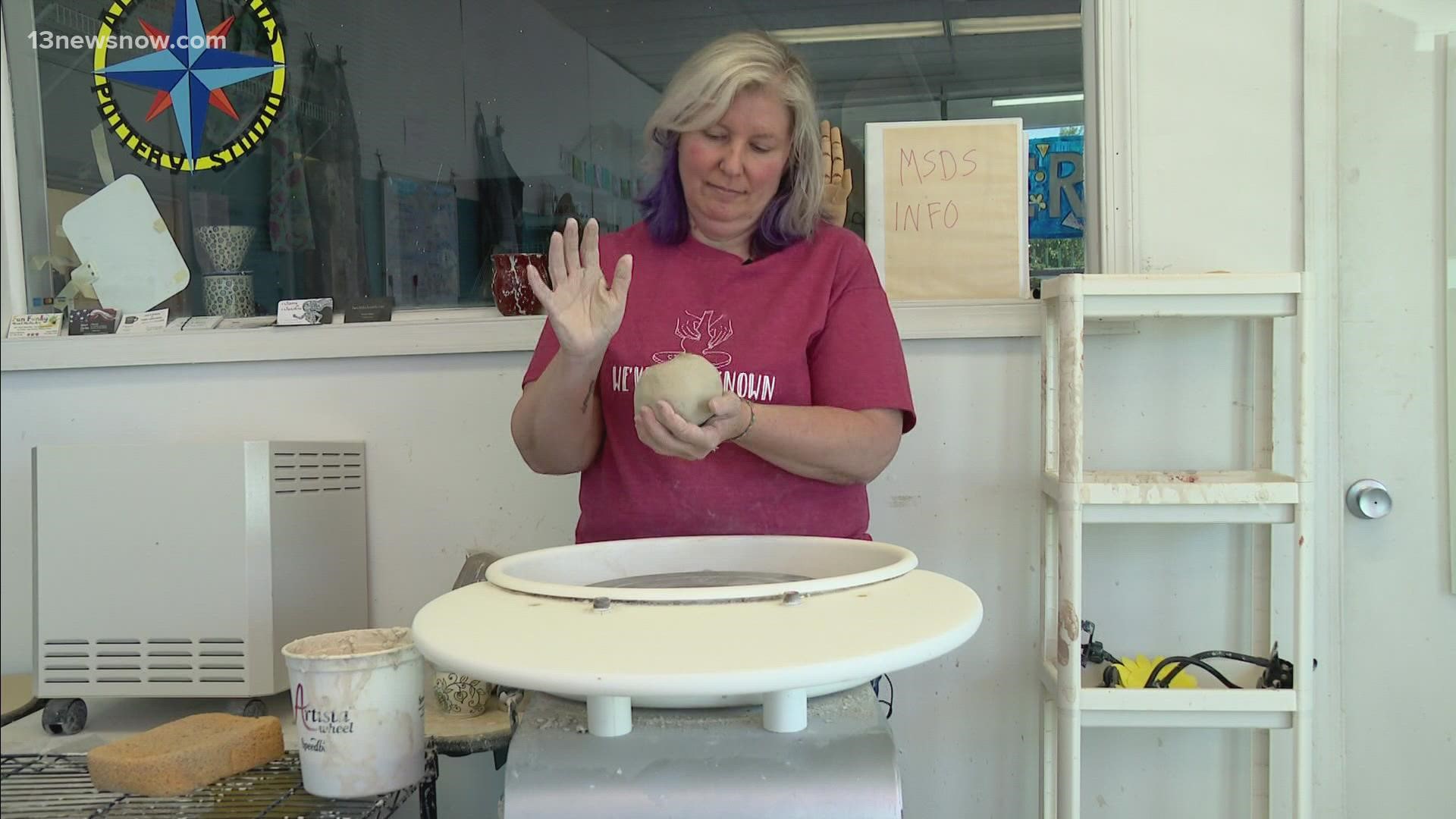 Take a look inside a local pottery studio, opened by a Navy veteran.