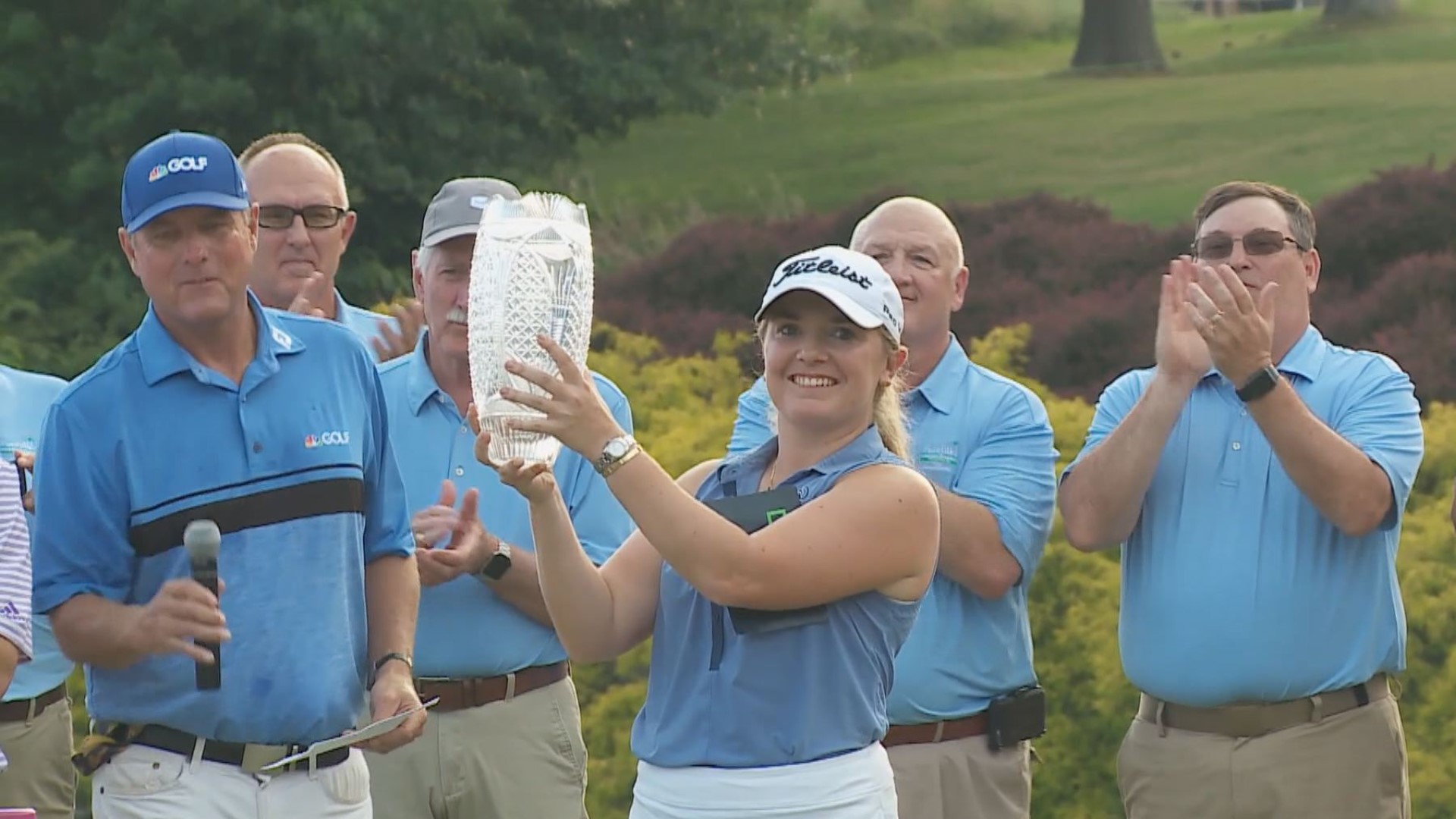 The 24-year-old Englishwoman, a former star at UCLA, held a share of the lead after all four rounds and finished with a 17-under 267 total on the River Course at the Kingsmill Resort.