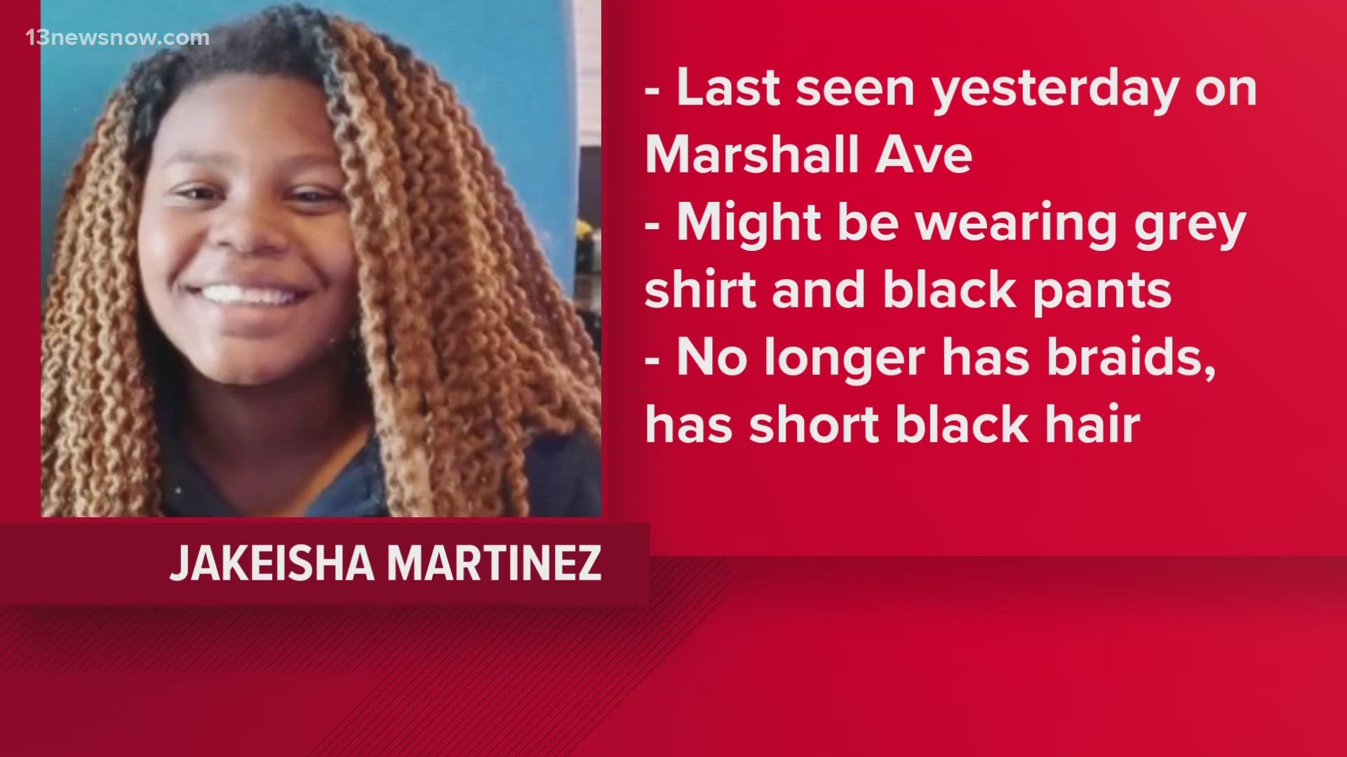 Martinez was last seen on April 6 on Marshall Ave.